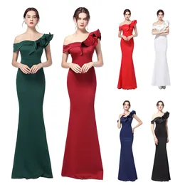 EDC8 One Shoulder Evening Dresses Long Mermaid 2022 För Kvinnor Elegant Satin Prom Party Gowns Vestidos Robe de Soirée