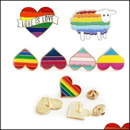 Szpilki, Broszki Biżuteria Rainbow Color Enamel LGBT dla kobiet Mężczyźni Gay Lesbian Pride Lapel Pins Badge Moda w BK Drop Dostawa 2021 VDikc