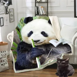 3D-Panda-Decke mit lustigem Charakter, Digitaldruck, Sherpa-Decken auf dem Bett, Heimtextilien, traumhafter Stil, Sofa, warm