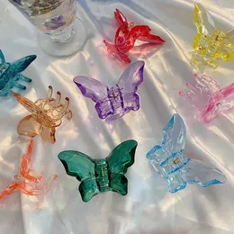 Butterfly Hair Claw Acrylic Bow Tillbehör Klar transparent huvudbonad Hårhållare Hårstolar harts Barrettes