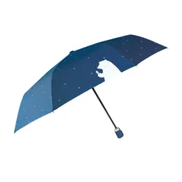 Guarda-chuva Automática Completa Ensolarado e chuvoso Dupla Propósito Duplo Sunshade Urso Dos Desenhos Animados Chuva Três Guarda-chuvas