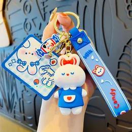 Designer nyckelringar lanyards grossistnyckel BUCKLE BAG CAR HANDMADE MAN KVINNA ÄLSKAR PURSE PAGS PVC CREATIVITY CARTOON VIT Rabbit Rolls D 2531