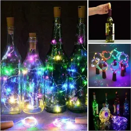 1m / 2m / 3m Vinkork LED Batteribelysningssträngar Flaskljus för festbröllop Jul Halloween Bar Decor Creative Lights 211112