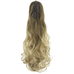 Syntetisk peruker Soowee Curly Brown Ombre Claw Ponytail Hår Long Clip In Hairpiece Pony Tail Postizos Cabello Coletas