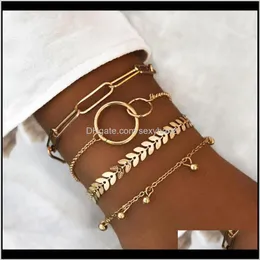Bracelets Drop dostawa 2021 punk imitacja Pearls Pearlo Stop z koralika łańcuch łańcucha dla kobiet Złota Kolor Strzałka Bransoletka Bransoletka Modna biżuteria P