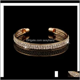 Charm Drop Delivery 2021 Högkvalitativ stil ädla kvinna Kristall Bangle Gifts smycken Pure Manual Justerbara armband för par årsdag