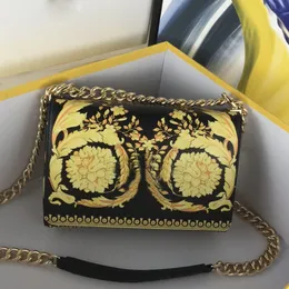 Designerschain crossbody väska handväskor purses äkta läderväskor plånbok mode högkvalitativt tryck konstverk färg messenger väska