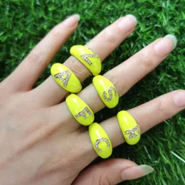 5 pcs amarelo esmalte 26 anel de banda de letra do alfabeto para mulheres cz name 2021 festa dedo jóias moda