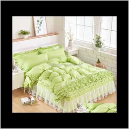 Leveranser Textilier Hem Garden Drop Delivery 2021 Lyxiga vita sängkläder för barn Girls Queen Twin King Size Daket er Lace Bed306D