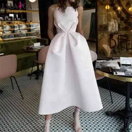 Lslaica Dress Women Sexy Sling White Backless Elegant Fashion Big Swing Sale es for Party Club Midi Female 210515