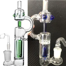 small bong hookahs percolator water pipes recycler dab rigs tobacco pipe with 14mm bowl green glass water bongs