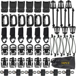 50PCS Tactical Gear Clip Strap Molle Web Dominators Webbing Attachments Kit för ryggsäck Vest Belt Outdoor Hydration Tube