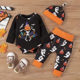 Dziewczyna Boy Odzież Ustaw Halloween Ghost Bluzy + Spodnie + Kapelusz Cosplay Miękkie ubrania dla dzieci Trzy kawałki zestawy 3-24 miesięcy
