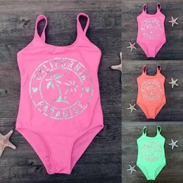 7-14years 2021 Multicolor Children Kids Baby Girls Beach Summer One-piece Swimwear Swimsuit Bikini Clothes Vestido Baño Niña M4