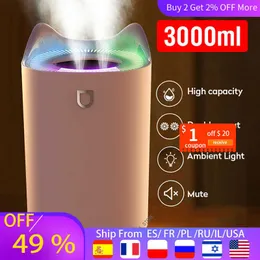 Luftbefeuchter Doppeldüse 3L Luftbefeuchter Diffusor USB Aroma mit Coloful LED-Licht Ultraschall Aromatherapie 210724