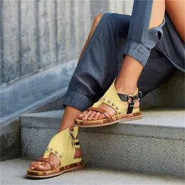 Sandales D'T Plates en Cuir Artificiel Wlewaj Femmes, Tongs Rome La Mode, Chaussures Plateforme X0523