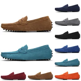 GAI Good Quality Non-brand Men Casual Suede Shoes Black Light Blue Red Gray Orange Green Brown Mens Slip on Lazy Leather Shoe Size 38-45