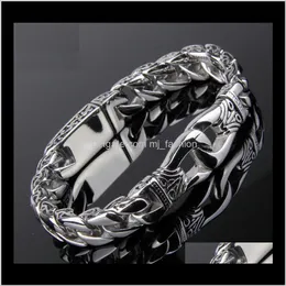 Link Chain Fashion Stainless Steel Charm Bracelet Men Vintage Totem Mens Bracelets Cool Male Jewelry Wristband Jewellery