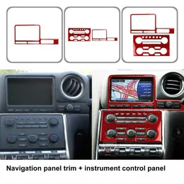 Bil enkelt installation Carbon Fiber Red Dashboard Panel Trim klistermärke för GTR R35 2008-2016 Rätt kör