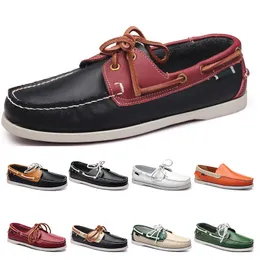 colorfour Mens casual shoes leather British style black white brown green yellow red fashion outdoor comfortable breathable
