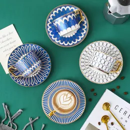 Set da caffè e piattino marocchino di lusso in stile britannico con tazza da tè pomeridiana per cappuccino in ceramica dorata Handel 250 ml