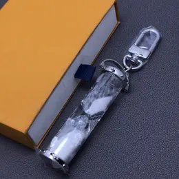 Mode keychain transparent akryl timglas nyckelringar tillbehör nyckelring nyckelringar spänne för män kvinnor hänger dekoration med låda