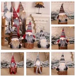 DHL Ship 10 Pcs Christmas Ornament Knitted Plush Gnome Doll Christmas Tree Wall Hanging Pendant Holiday Decor Gift Tree Decorations DD