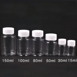 100PCS 15ml/20ml/30ml/100ml Plastic PET Clear Empty Seal Bottle Solid Powder Medicine Pill Vial Container Reagent Packing Bottle
