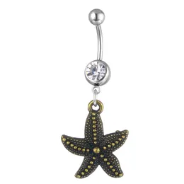 YYJFF d06391 1 color nice seastar style clear as imaged piercing body jewelry navel belly ring body jewelry