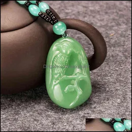 Подвесные ожерелья подвески ювелирные украшения национальный стиль изысканный имитация нефрита -птица мужчина и женщина Yiwu Drop 2021 73Pyz