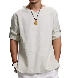 Blouses Et Chemises Men's Shirt Japanese Yoga Casual Comfortable Long / Short Button Sleeve Cotton Shirts 210527