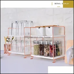 Hooks Rails Housekee Organization Home Gardeniron for Kitchen Storage Rack Organizer Double Layer Assembly Cosmetic 욕실 선반 바구니