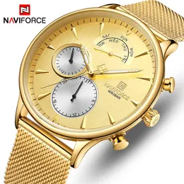 NAVIFORCE Men Watches Top Brand Simple Quartz Waterproof Wrist Watch Mens Full Steel Sport Male Clock Date Relogio Masculino 210517