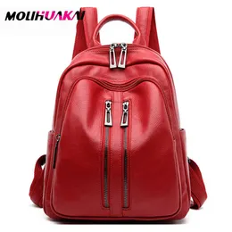 Women Travel Backpack for Female Leather Backpacks Sac a Dos Ladies Bagpack Luxury Double Zipper Casual Daypack Girl Mochilas Q0528