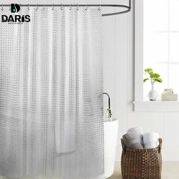 SDARISB Plastic PEVA 3d Waterproof Shower Curtain Transparent White Clear Bathroom Curtain Luxury Bath Curtain With 12pcs Hooks 210609