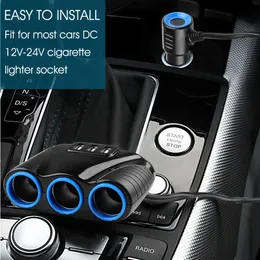 12V-24V Universal Car 3 Gniazda Rozdzielacz papierosy Gniazdo 3 porty Adapter Power Ładowarka USB na iPhone iPad DVR GPS308Z
