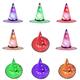 10PCS Halloween Colorful LED Light Luminous Party Hats for Masquerade Dress Up Witch Hat Various Styles C70816J