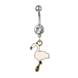 YYJFF D0883 Clear color belly ring nice red-crowned crane style with piercing body navel jewelry