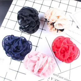 Barrettes Jewelrybarrettes Gioielli Clip coreane Donna Chiffon Fiore rosa Fiocco Mascella Clip Barrette Artiglio Capelli Aessories Regalo Drop Delivery 202