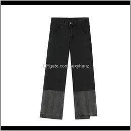 Vêtements pour hommes Vêtements Drop Delivery 2021 Hommes High Street Hip Hop Denim délavé Pantalon droit Homme Japon Corée Style Vintage Casual Jeans P