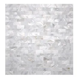 Art3d Wall Stickers 6-Pack Mother of Pearl Shell Tile for Kitchen Backsplashes/Shower Wall, 30x30cm White Subway