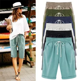Cotton Linen Pants Women Summer High Waist Plus Size Casual Loose Elastic Pockets Trousers 4xl 5xl 6xl 211115