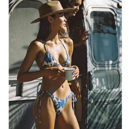 セクシーな腕立て伏せミニビキニ女性印刷ブラジルのバイキニ水着夏のビーチウェアバサイグスーツ水着210722