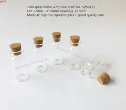 50st X 10ml Glasburkar Cork Stoppar Ornaments DIY Små billiga Mini Containers Meddelandeflaskor Populär Mason Jar Dekoration Bottlehigh Qty