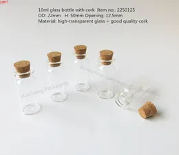 50pcs x 10ml Glass Jars Cork Stopper Ornaments DIY Small Cheap Mini Containers Message Vials Popular Mason Jar Decoration Bottlehigh qty