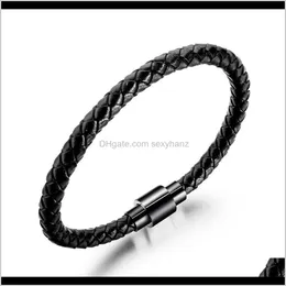 Браслеты с доставкой 2021 Модные мужские очарование DIY Lover Black Leather Brawlet Bracelet Magnetic Bugle Hip Hop Jewelry Dewelry Punk Design