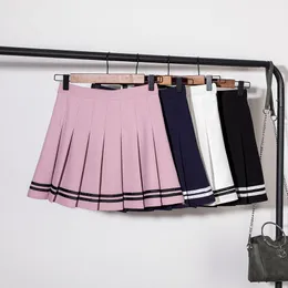 Kjolar cockcon kvinnor kort lolita stil hajuku kawaii söta randiga mini söta skoluniformer Saia faldas damer jupe