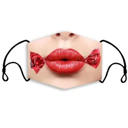 2022 neue Erwachsene Maske Lippen 3D-Druck Anti-Staub waschbare atmungsaktive Kinder Innenfilter
