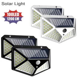 في الهواء الطلق 100 LED LED Solar Wall Lights Motion Sensor Sunproof Sunlight Sunlight Decoration أضواء الشوارع مصباح فانوس