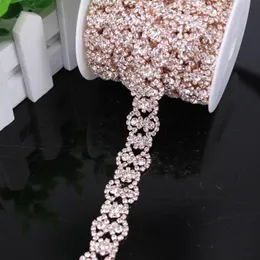 Wedding Sashes Fancy Rose Gold Fashion Crystal Rhinestone Cup Chain Trimming Bridal Dress Decoration For Dresses Garment Applique Trim